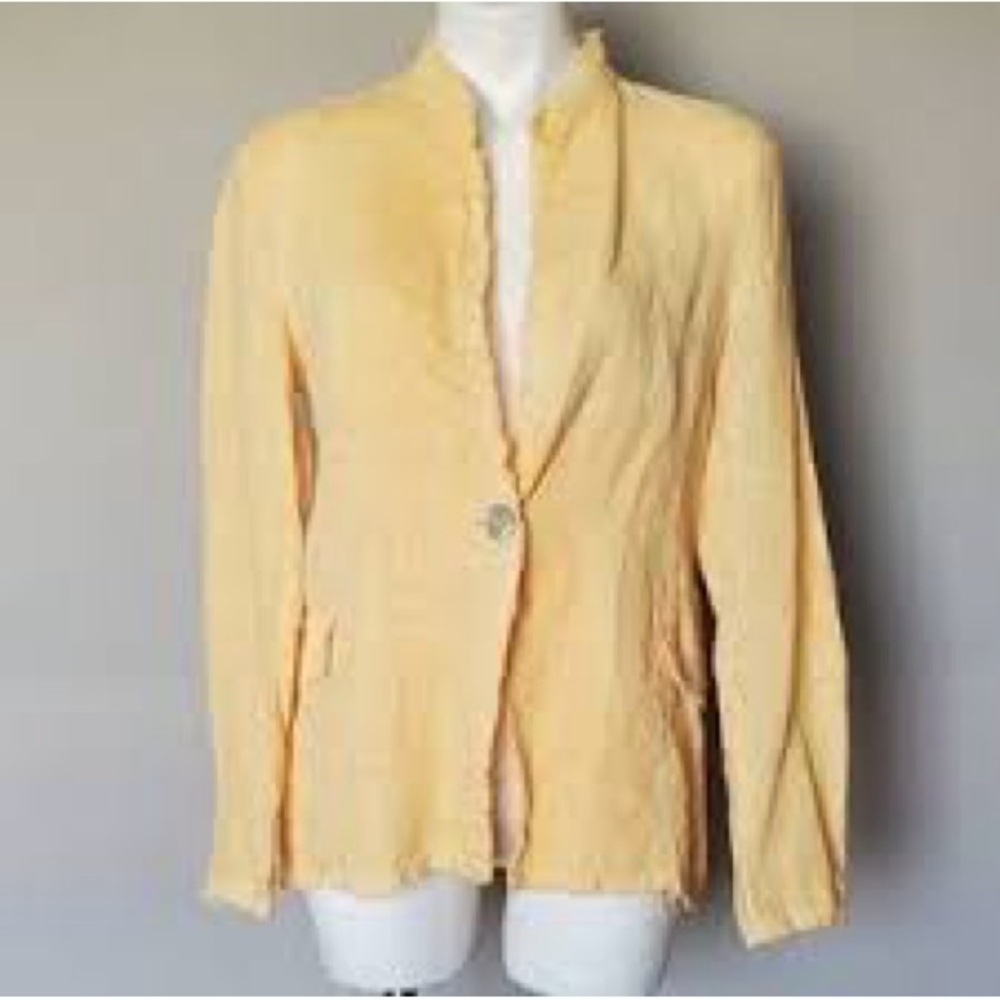 Venti6 Women’s light Orange linen blazer sequin Star elbow detail Size Medium